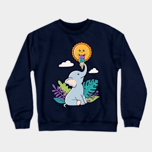 Funny Elephant and sun Crewneck Sweatshirt